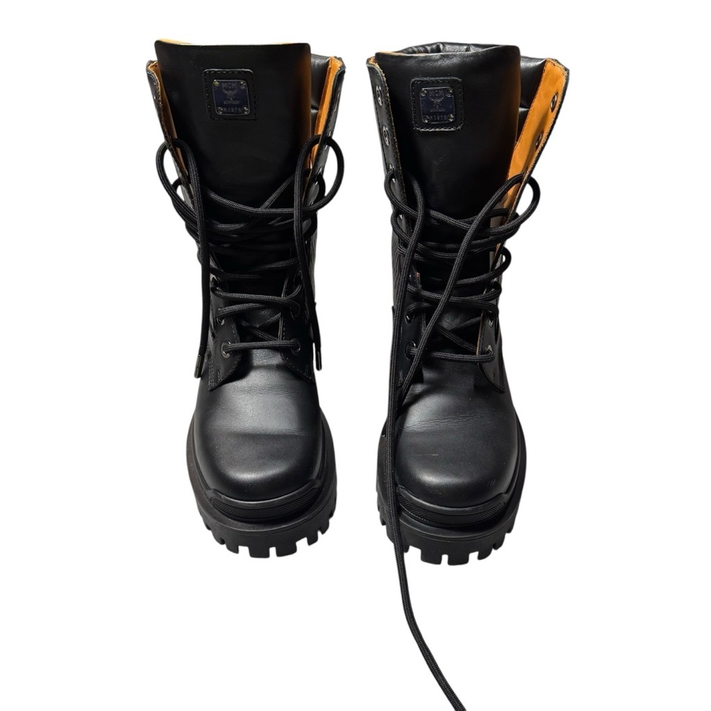 MCM Black Quilted Leather Combat Boots - Picture 11 of 15